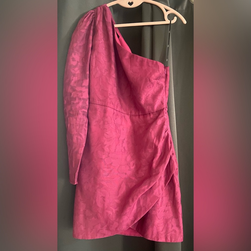 Lulus ~ Emogene Magenta Burnout ~ One Shoulder Floral Print Mini Dress Sz Small